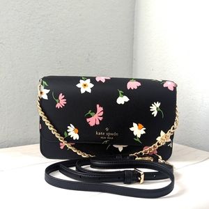 NWT Kate Spade KF441 Madison Floral Waltz Flap Convertible Crossbody Black Multi